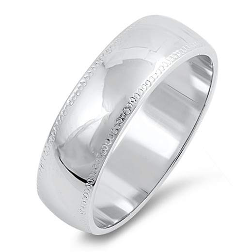 JewelrySuperMart Collection Sterling Silver 6mm Grooved Wedding Band with Beveled Edges JewelrySuperMart Collection Sterling Silver 6mm Grooved Wedding Band with Beveled Edges