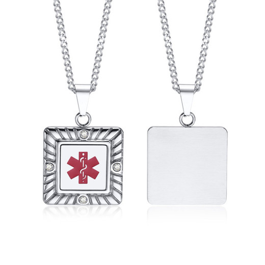 Stainless Steel Medical ID Necklace for Men & Women