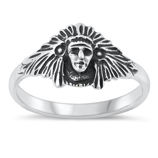 Personalized Native American Chief Ring | Sterling Silver