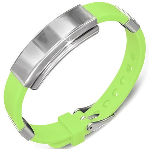 Buy Personalized Green Rubber Bracelet For Casual Gift Item
