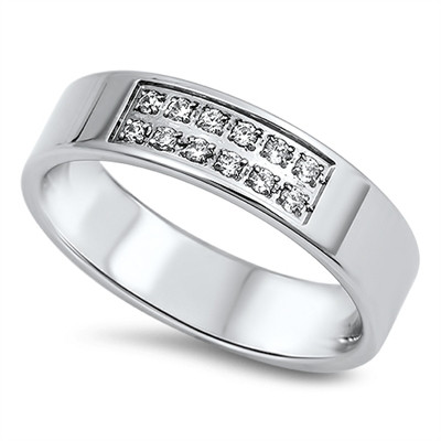 6mm Stainless Steel with Cubic Zirconia Ring - ForeverGifts.com