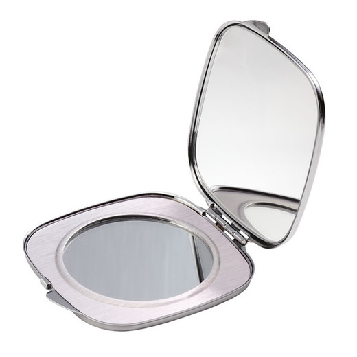 Personalized Floral Pattern Silver Square Compact Mirror - ForeverGifts.com