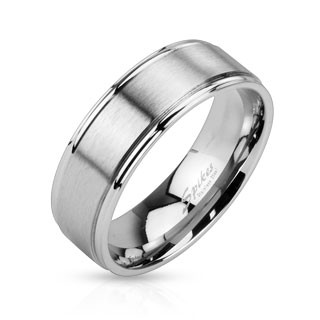 Brushed Finish and Polished Edge Stainless Steel Band Ring ...