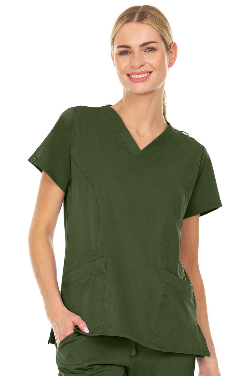 Mini Marilyn Stretch V-Neck Three Pocket Scrub Top with 4-Way Stretch -  Uniform Avenue