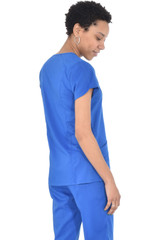 Marilyn Monroe Signature Embroidered Pocket V-Neck Stretch Medical Scrub Top with Elastic Back