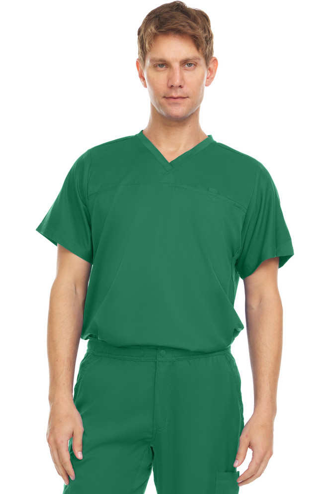 Medichic V-Neck Hi-Low Top with One Chest Pocket and Mesh Gusset