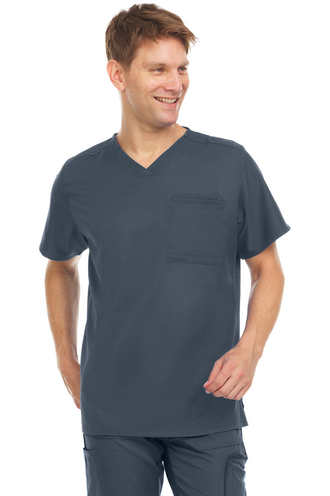 MediChic 2-Pocket Tuckable V-Neck Scrub Top Lightweight 4-Way Stretch