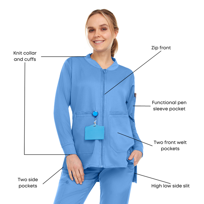 Mini Marilyn 4-Way Stretch 7 Pocket Bomber Scrub Jacket