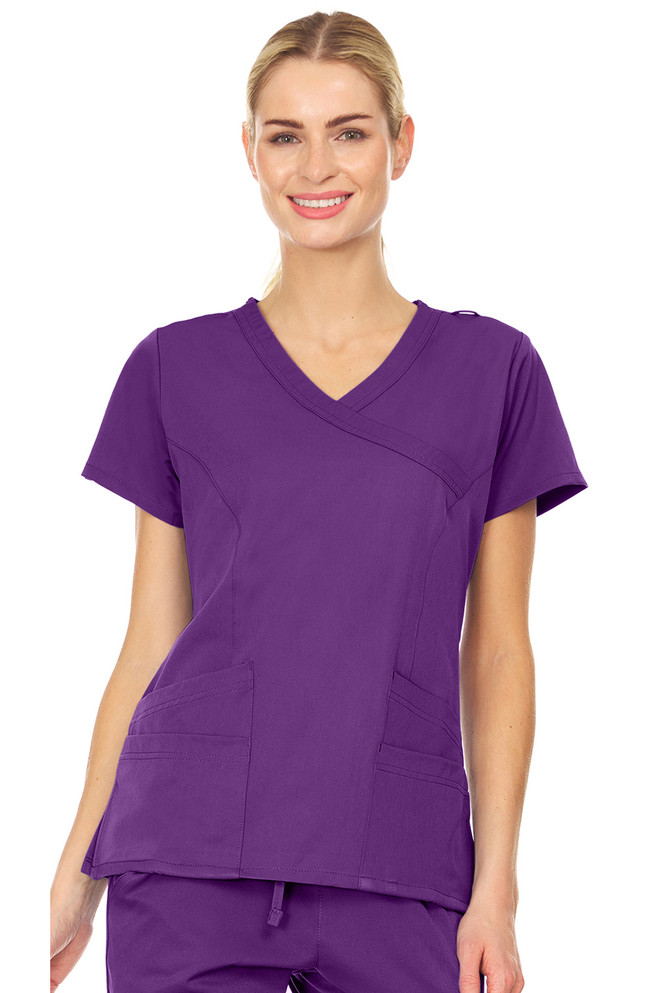 Mini Marilyn Stretch Mock Neck Four Pocket Scrub Top With 4-Way Stretch