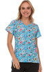 Don Clemente Loteria V-Neck Print Scrub Top