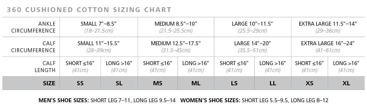cushioned-cotton-sock-sizing-chart Cushioned Cotton Compression Sock sizing chart