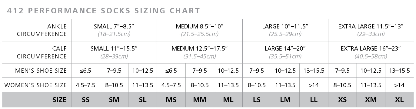traverse-socks-size-chart Traverse Socks size chart