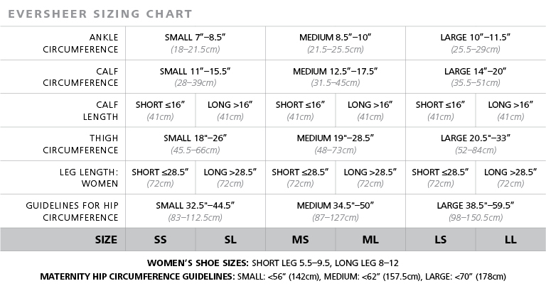 eversheer-hosiery-size-chart Eversheer Hosiery size chart