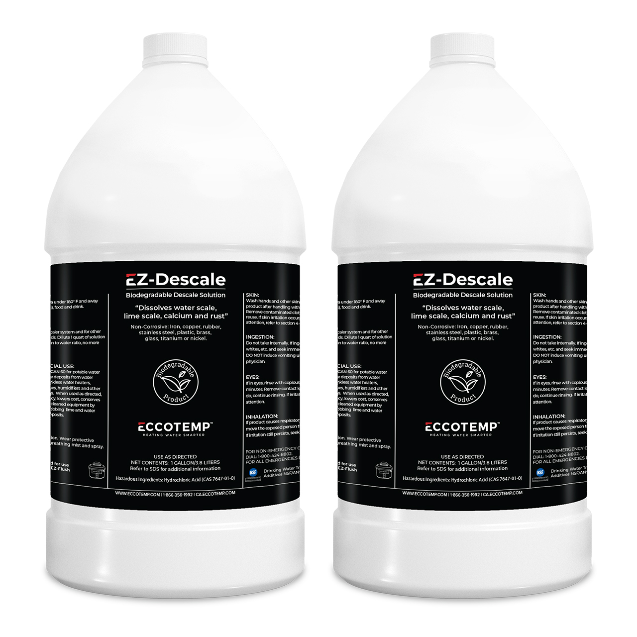 EZFlush Tankless Descaler Solution 1 Gal, 2 Pk Eccotemp