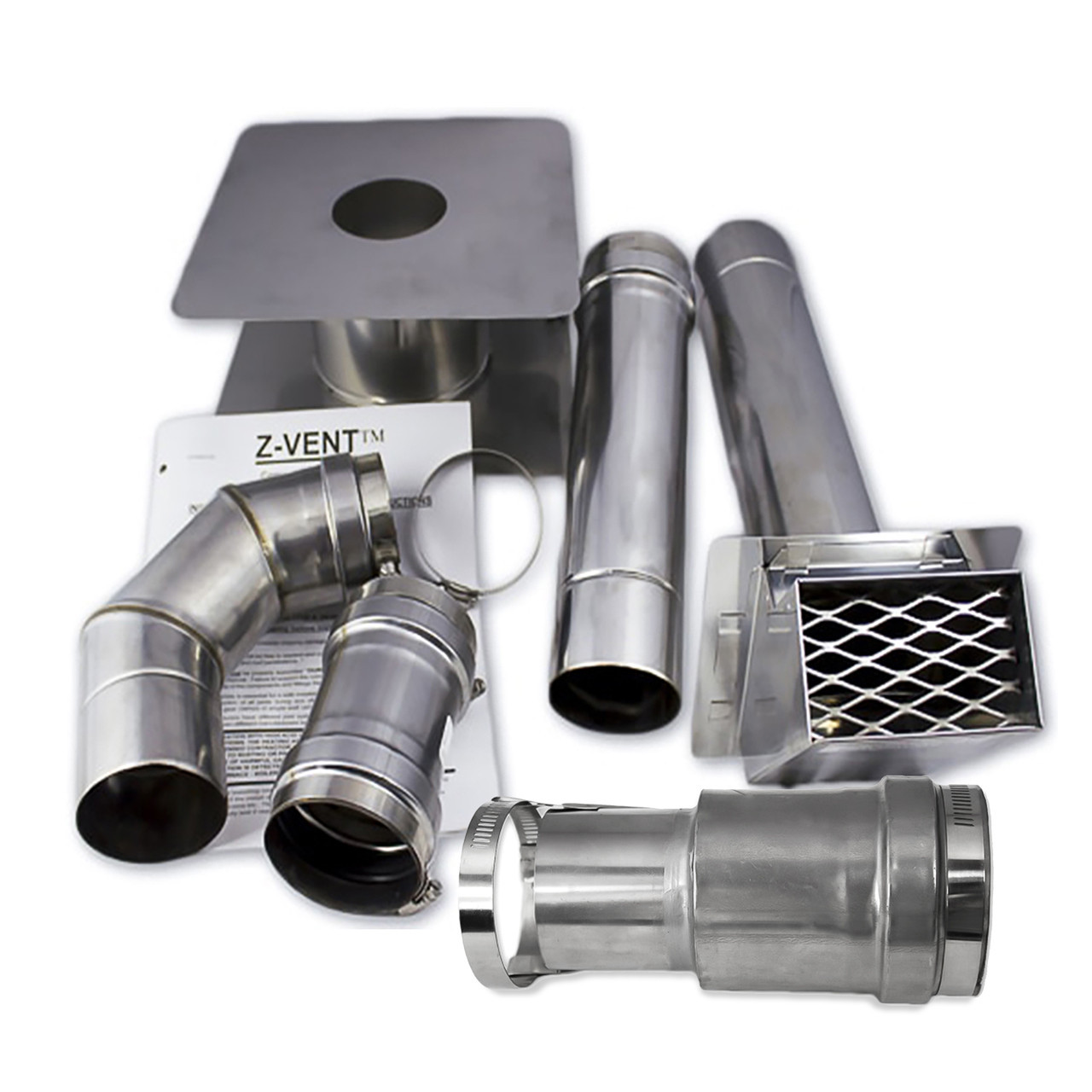 3" Stainless Steel Horizontal Vent Kit with 2.5 in Adapter