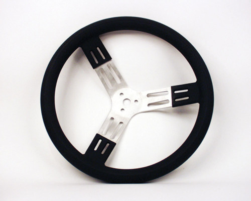 Longacre 15In Steering Wheel Blk Alum Smooth Grip 52-56801