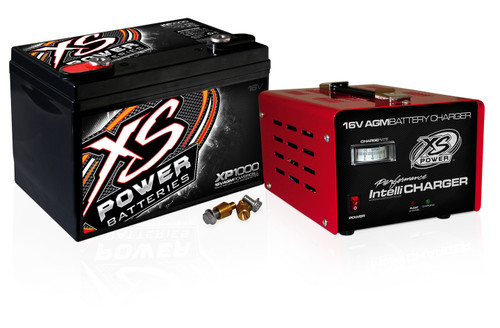 Xs Power Battery Agm Battery 16V 2 Post W/15A Intellicharger Xp1000Ck2
