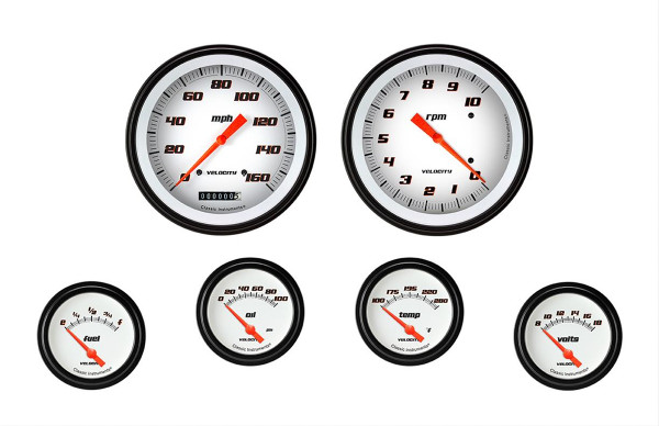 Classic Instruments Velocity White 6 Gauge Set 2-5/8 Short Sweep Vs251Wblf