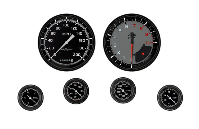 Classic Instruments Autocross Grey 6 Gauge Set 2-1/8 Full Sweep Ax151Gblf