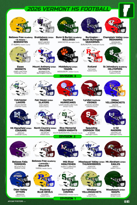 Vermont High School Football Teams - Poster