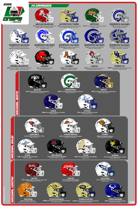 ONEFA (Mexico) College Football Reference Poster - DIGITAL DOWNLOAD