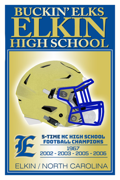 Elkin (Elkin NC) Bucking Elks Poster - 12x18