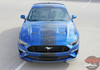 Ford Mustang Racing Stripes HYPER RALLY Center Hood Roof Trunk Racing Rally Stripes Vinyl Graphics Decals Kit 2018 2019 2020 2021 2022 2023
