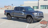 Front angle view of 2019 Toyota Tacoma Side Door Stripes STORM 2015-2020 2021 2022 2023