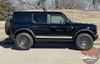 Customer Photo and Side View of Ford Bronco Full Size Side Door Decals BEAM Stripes Vinyl Graphics Kit