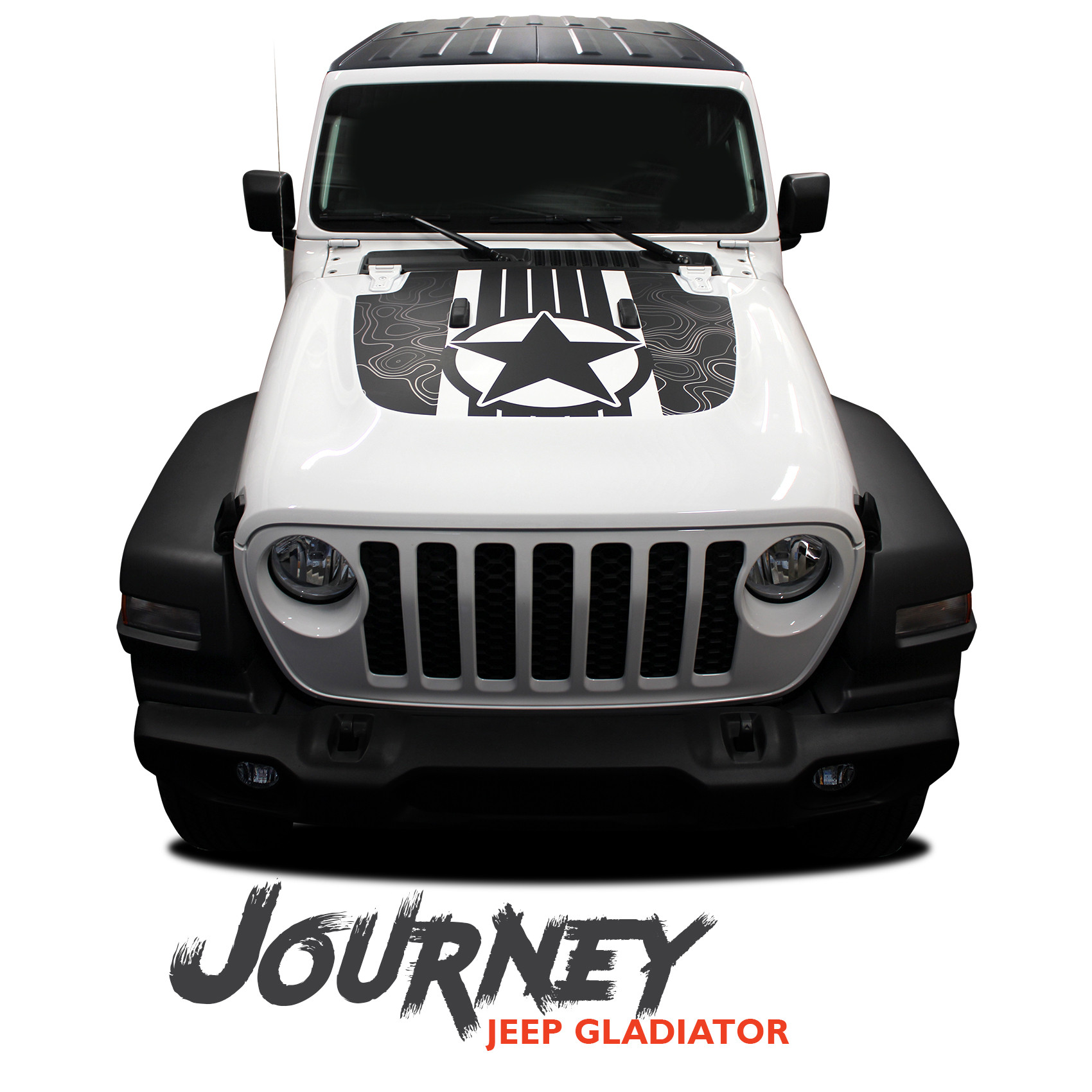 Jeep Gladiator Hood Star Decals, Jeep Gladiator Hood Star Stripes