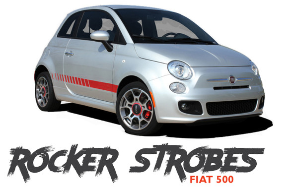 Fiat 500 SE5 ROCKER STROBES Lower Body Door Accent Abarth Vinyl Graphics Stripes Decals Kit for 2007-2018 Models