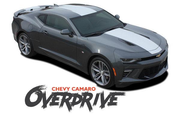 Chevy Camaro OVERDRIVE Center Wide Hood Racing Stripes Rally Vinyl Graphics and Decals Kit for 2017 2017 2018 SS RS V6