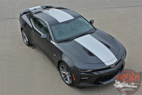 Chevy Camaro OVERDRIVE Center Wide Hood Racing Stripes Rally Vinyl Graphics and Decals Kit for 2017 2017 2018 SS RS V6