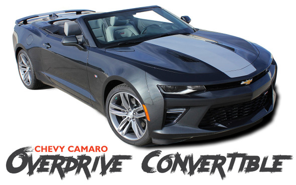 Chevy Camaro OVERDRIVE CONVERTIBLE Center Wide Hood Racing Stripes Rally Vinyl Graphics and Decals 2016 2017 2018 SS RS V6