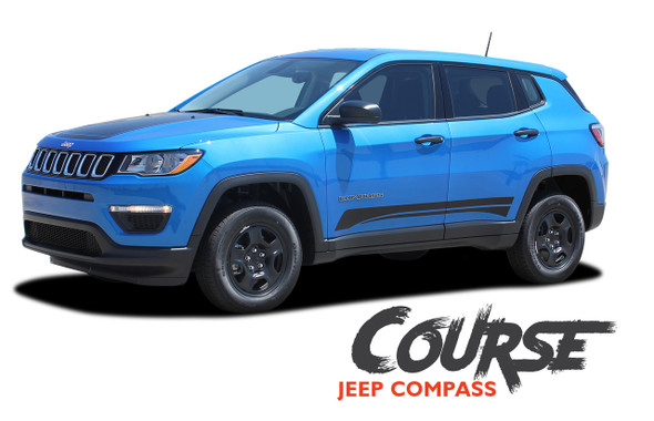 Jeep Compass COURSE Lower Rocker Door Body Line Accent Vinyl Graphics Decal Stripe Kit for 2017-2025 Models