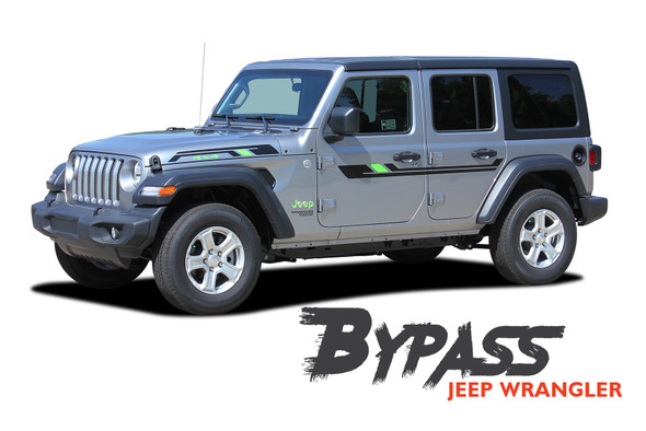 Jeep Wrangler BYPASS Side Door Decals Body Stripes Vinyl Graphics Kit for 2018 2018-2026 Wrangler Models