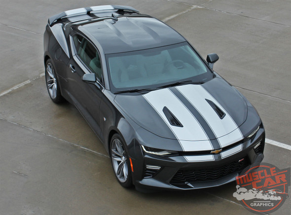 Front Passenger View of 2016 Camaro Rally Stripes CAM SPORT PIN 2016 2017 2018
