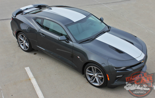 Front left view 2017 Chevy Camaro Wide Center Stripes OVERDRIVE 2016-2018