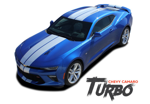 Chevy Camaro TURBO RALLY Bumper to Bumper Indy Style Vinyl Graphic Racing Stripes Rally Decals Kit for 2016 2017 2018 SS RS V6