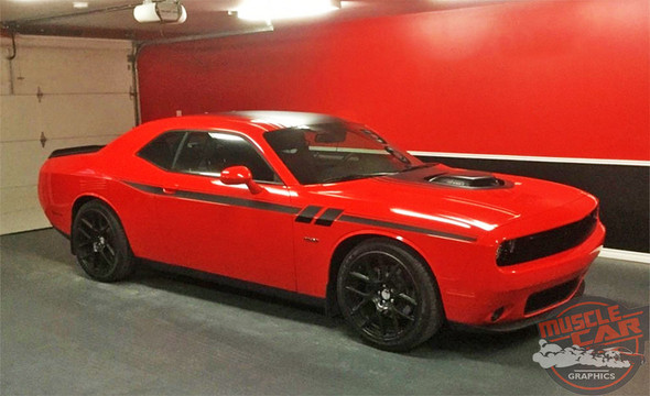 Side View of Red 2017 Dodge Challenger Graphics FURY 2011-2019 2020 2021 2022