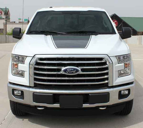 Front View of 2018 F150 Hood Decal 15 FORCE HOOD 2009-2017 2018 2019 2020