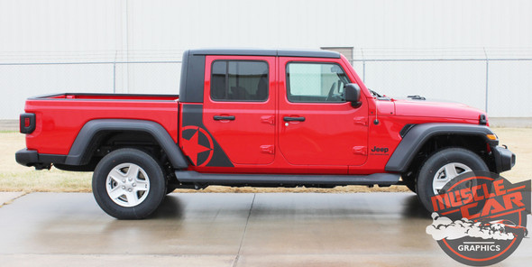OMEGA SIDES : Jeep Gladiator Side Door Star Decals Vinyl Graphics Stripe Kit for 2020-2026