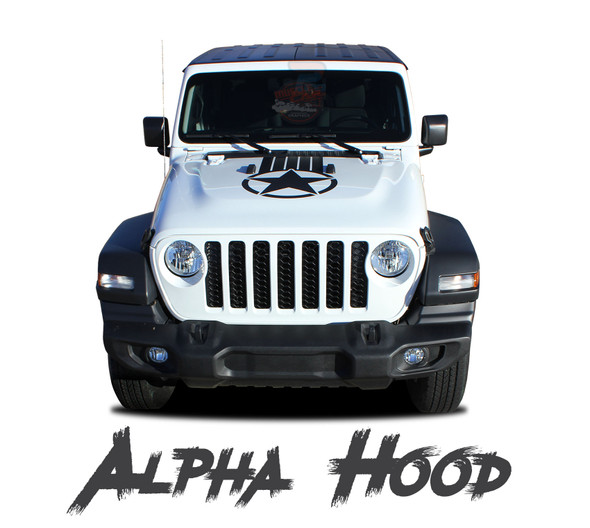 Jeep Gladiator ALPHA Hood Star Vinyl Graphics Decals Stripe Kit for 2020-2026 Models