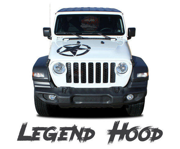 Jeep Gladiator LEGEND Hood Star Vinyl Graphics Decals Stripe Kit for 2020-2026 Models