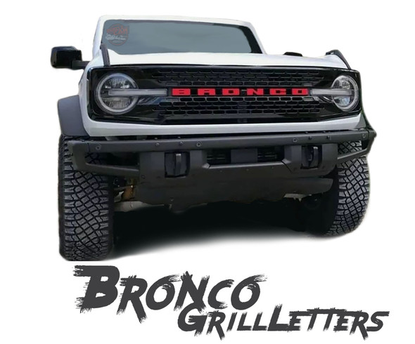 2021 2022 Ford Bronco Full Size GRILL LETTER DECALS Front Grill Name Text Decals Stripes Vinyl Graphics (MCG-8331)