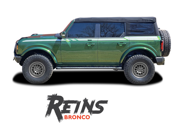 2021-2026 Ford Bronco Full Size Upper Side Door Decals REINS Stripes Vinyl Graphics Kit (MCG-8294)