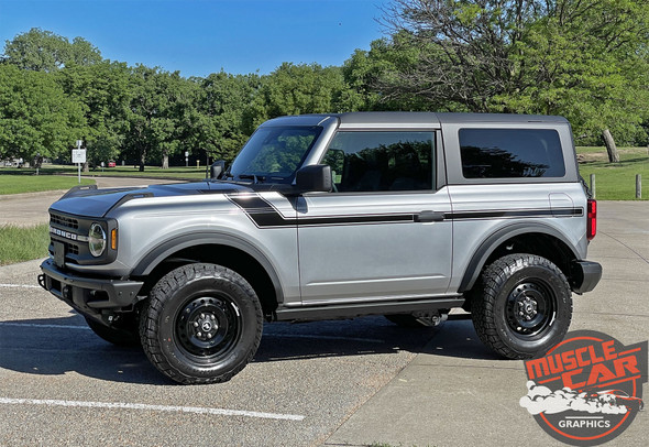 2021 2022 2023 2024 Ford Bronco Full Size Side Two Door Decals CINCH 2D Stripes Vinyl Graphics Kit (MCG-8397)