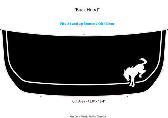 Details for Ford Bronco Full Size Hood Decals BUCK HOOD Stripes Vinyl Graphics Kit