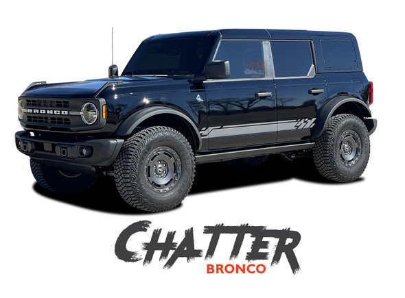 Ford Bronco Full Size Side Door Decals CHATTER Stripes Vinyl Graphics Kit (MCG-10028)