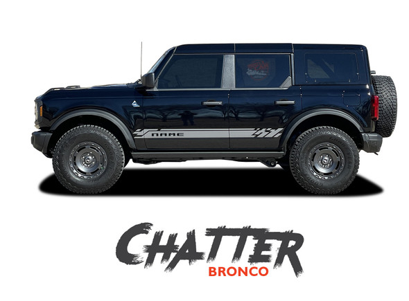 Ford Bronco Full Size Side Door Decals CHATTER Stripes Vinyl Graphics Kit (MCG-10028)